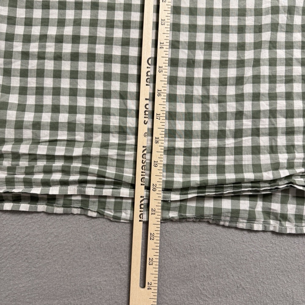 J Crew Blouse Womens Medium Green Gingham Lace Ruffle‎ Preppy Coastal Classic - Picture 7 of 9